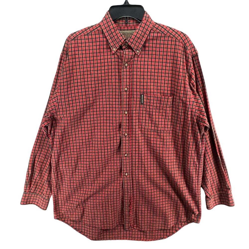 Abercrombie & Fitch Big Shirt Mens M Red Black Plaid Flannel Vintage 90s Comfort